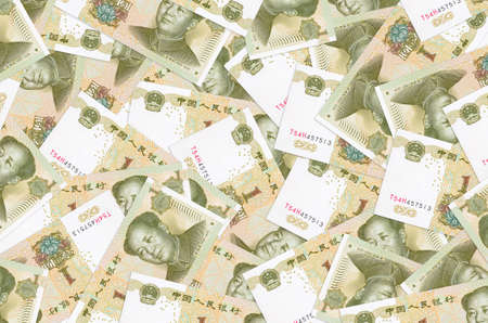 1 Chinese yuan bills lies in big pile. Rich life conceptual background. Big amount of money