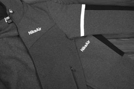 KHARKOV, UKRAINE - DECEMBER 20, 2020: Nike brand clothes sportwear kit. Nike is American multinational corporation engaged in manufacturing and worldwide marketing of clothes and footwearのeditorial素材