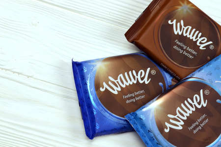 KHARKOV, UKRAINE - JANUARY 3, 2021: Wawel chocolate production. Wawel is polish confectionery...