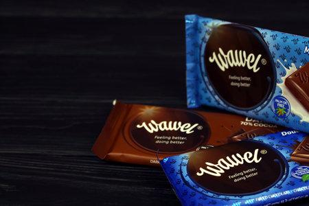KHARKOV, UKRAINE - JANUARY 3, 2021: Wawel chocolate production. Wawel is polish confectionery...