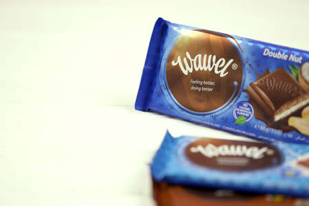 KHARKOV, UKRAINE - JANUARY 3, 2021: Wawel chocolate production. Wawel is polish confectionery company producing chocolates wafers and snacks founded in 1898 in Krakow, Polandのeditorial素材