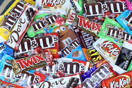 KHARKOV, UKRAINE - MARCH 15, 2021: MM's chocolate candies packs with various tastes and design. MM's...