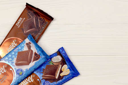 KHARKOV, UKRAINE - JANUARY 3, 2021: Wawel chocolate production. Wawel is polish confectionery...