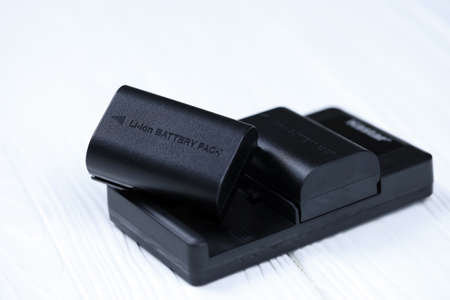 KHARKOV, UKRAINE - MARCH 14, 2021: Kastar lithium-ion or li-ion rechargeable batteries for modern...