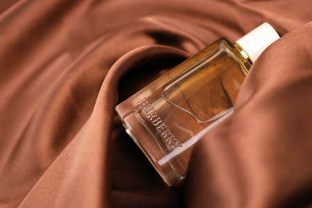 KHARKIV, UKRAINE - NOVEMBER 3, 2021: Burberry Her - London Dream 50ml fragrance perfume bottle...