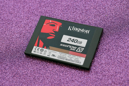 TERNOPIL, UKRAINE - JUNE 20, 2022: Kingston ssdNOW 300 SSD solid state drive storage 240gb assembled...