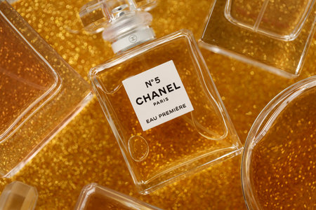 TERNOPIL, UKRAINE - SEPTEMBER 2, 2022 Chanel Number 5 Eau Premiere famous worldwide french perfume...