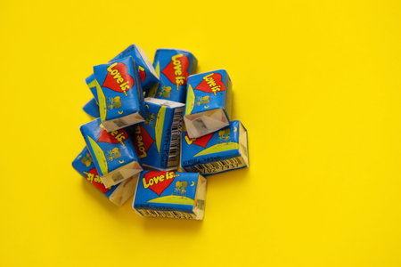 TERNOPIL, UKRAINE - JUNE 23, 2022: Love is - turkish bubble gums from 1990s popular in russian...