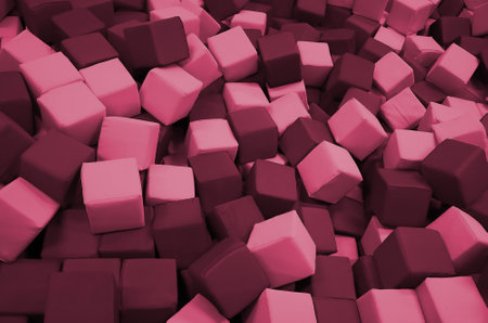 Many colorful soft blocks in a kids ballpit at a playground Image toned in Viva Magenta, color of...