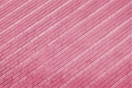 Multi colored earth, paving slabs, powder coated with dry colors at the Holi festival close up Image toned in Viva Magenta, color of the 2023 yearの写真素材