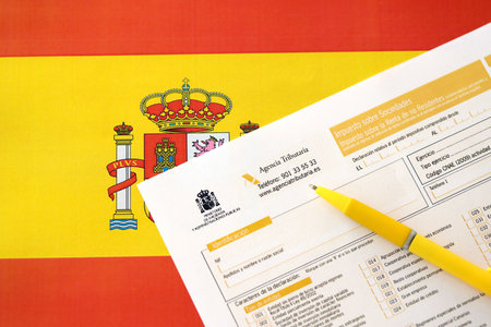 KYIV, UKRAINE - MAY 4, 2022 Modelo 200 spanish tax form for corporate income tax for non resident...