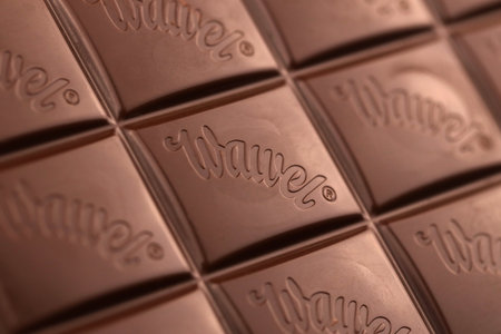 KHARKIV, UKRAINE - JANUARY 2, 2021 Wawel chocolate production. Wawel is polish confectionery company producing chocolates wafers and snacks founded in 1898 in Krakow, Polandのeditorial素材