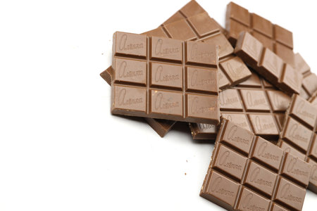 KHARKIV, UKRAINE - JANUARY 27, 2021 Alyonka chocolate square bars - product from Red October chocolate factory. Old russian traditional chocolate designのeditorial素材