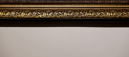 Fragment of a baguette frame made of metal and plastic background texture close up