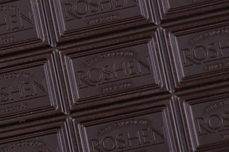 KHARKIV, UKRAINE - JANUARY 2, 2021 Roshen chocolate production. Roshen Confectionery Corporation is a Ukrainian confectionery manufacturing group since 1996のeditorial素材