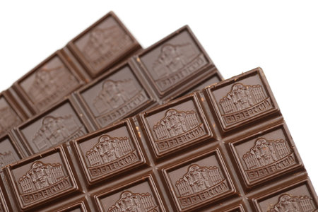 KHARKIV, UKRAINE - JANUARY 27, 2021 Babayevskiy chocolate square bar - product from Babayevskiy chocolate factory. Old russian traditional chocolate designのeditorial素材
