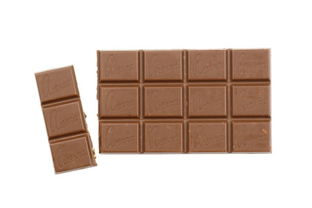 KHARKIV, UKRAINE - JANUARY 27, 2021 Alyonka chocolate square bars - product from Red October chocolate factory. Old russian traditional chocolate designのeditorial素材