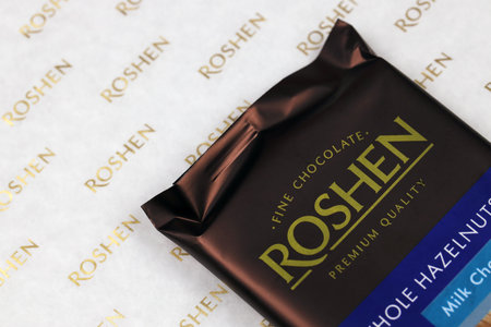 KHARKIV, UKRAINE - JANUARY 2, 2021 Roshen chocolate production. Roshen Confectionery Corporation is...