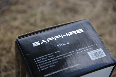 KYIV, UKRAINE - 4 MAY, 2023: Favorite Sapphire Fishing equipment close up. Favorite is international fishing goods manufacturer and dealer since 2006のeditorial素材