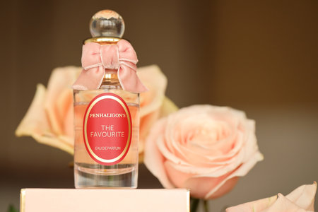 KHARKIV, UKRAINE - JANUARY 2, 2021 Bottle of My Favourite by Penhaligons, a British perfume house was founded in the late 1860s by William Henry Penhaligonのeditorial素材