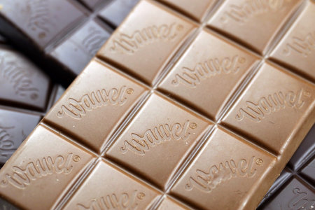 KHARKIV, UKRAINE - JANUARY 2, 2021 Wawel chocolate production. Wawel is polish confectionery company producing chocolates wafers and snacks founded in 1898 in Krakow, Polandのeditorial素材