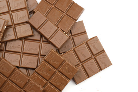 KHARKIV, UKRAINE - JANUARY 27, 2021 Alyonka chocolate square bars - product from Red October chocolate factory. Old russian traditional chocolate designのeditorial素材