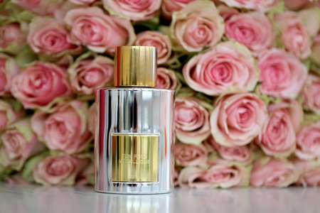 KHARKIV, UKRAINE - JANUARY 2, 2021 Perfume bottle of Metallique by Tom Ford, a luxury fashion house founded by designer Tom Ford in 2005のeditorial素材