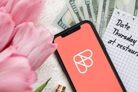 KYIV, UKRAINE - FEBRUARY 23, 2024 Feeld logo of famous dating website or app on iPhone display screen close upのeditorial素材