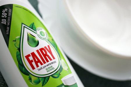 KYIV, UKRAINE - OCTOBER 31, 2023 Plastic bottle of Fairy washing up Liquid produced by Procter and Gamble and sold in most parts of Europeのeditorial素材