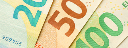 European money euro banknotes. Bills of European union currency close upの写真素材