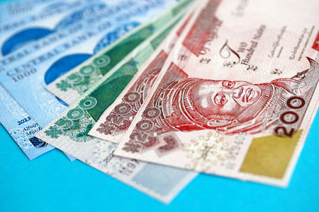 Nigerian naira money bills in big amount close up. Finance and banking conceptの写真素材