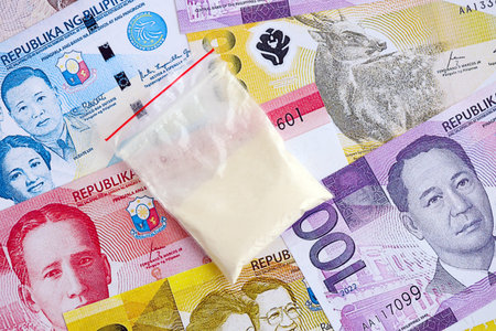Philippines peso currency money bills close up.