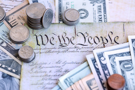 The American Recovery and Reinvestment Act - Government Concept. Money and Constitution page close upの写真素材