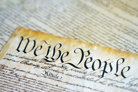 We the people, the beginning of the preamble to the United States constitution close upの写真素材