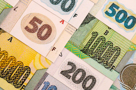 Congolese franc money bills in big amount on table close up. Rich life concept in Democratic...