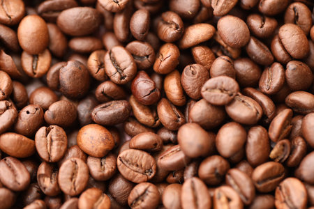 Coffee bean background, roast grain close up