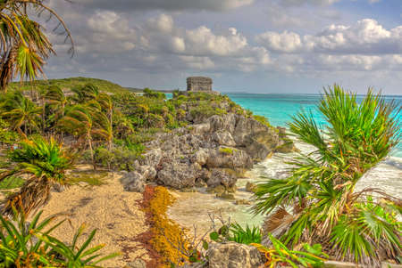 Mayan ruins of Tulum, Mexico, HDR Imageの写真素材