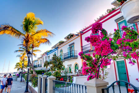 Mogan, Grand Canary Island - February 2020 : picturesque harbour in sunny weather, HDR Imageの写真素材