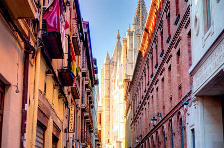 Leon, Spain - January 2020 : Historical center in wintertime, HDR Imageの写真素材