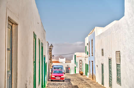 Teguise, Lanzarote, Spain - September 2020 : Historical village in sunny weather, HDR Image