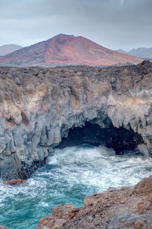 Volcanic Coastline in Lanzarote, HDR Imageの写真素材