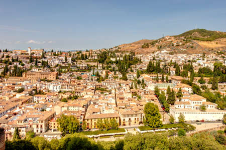 Granada, Spain - September 2020 : Alhambra gardens in sunny weather, HDR Imageのeditorial素材