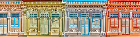 Singapore, Peranakan architecture in Joo Chiat district, HDR Imageの写真素材