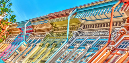 Singapore, Peranakan architecture in Joo Chiat district, HDR Imageの写真素材