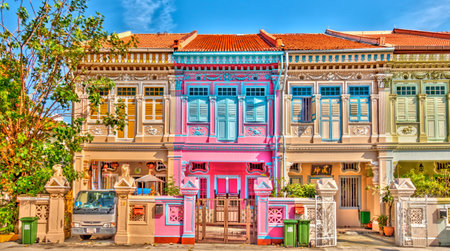 Singapore, Peranakan architecture in Joo Chiat district, HDR Imageの写真素材