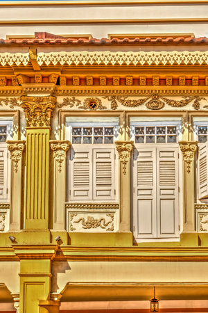 Singapore, Peranakan architecture in Joo Chiat district, HDR Imageの写真素材