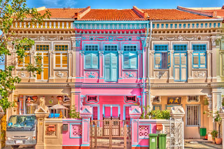 Singapore, Peranakan architecture in Joo Chiat district, HDR Imageの写真素材