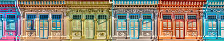 Singapore, Peranakan architecture in Joo Chiat district, HDR Imageの写真素材
