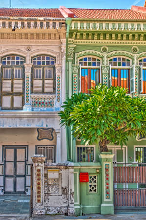 Singapore, Peranakan architecture in Joo Chiat district, HDR Imageの写真素材