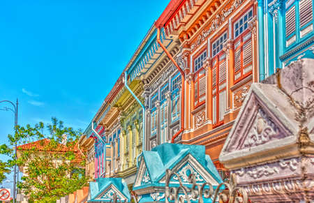 Singapore, Peranakan architecture in Joo Chiat district, HDR Imageの写真素材